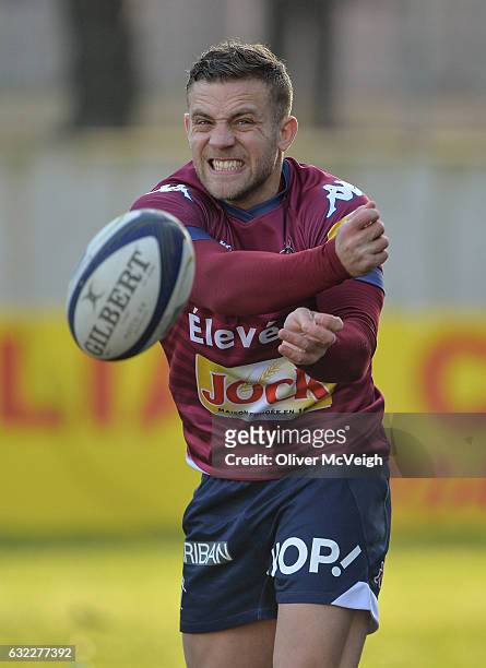 Belfast , Ireland - 21 January 2017; Ian Madigan of Bordeaux-Begles warms up before the European Rugby Champions Cup Pool 5 Round 6 match between...