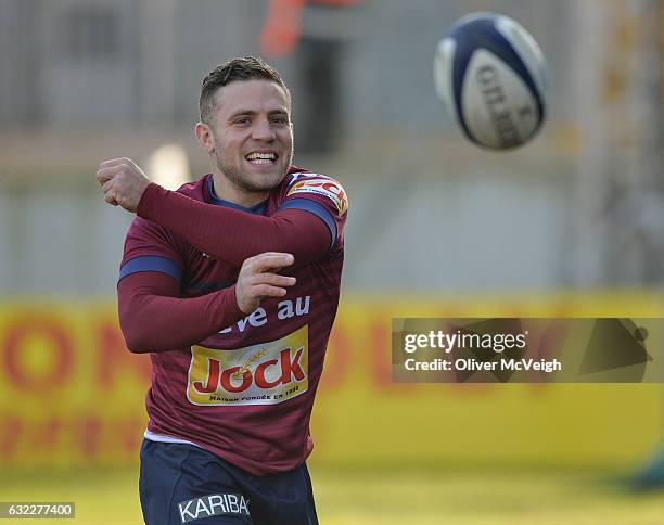 Belfast , Ireland - 21 January 2017; Ian Madigan of Bordeaux-Begles warms up before the European Rugby Champions Cup Pool 5 Round 6 match between...