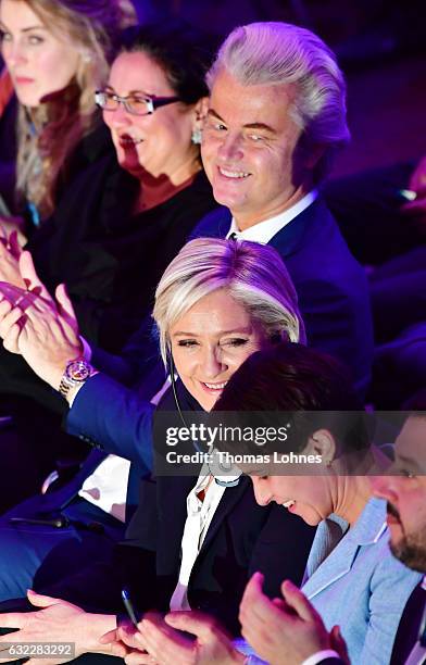 Geert Wilders , Marine Le Pen and Frauke Petry and attend a conference of European right-wing parties on January 21, 2017 in Koblenz, Germany. In an...
