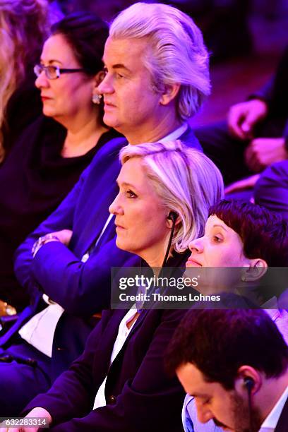 Geert Wilders , Marine Le Pen and Frauke Petry and attend a conference of European right-wing parties on January 21, 2017 in Koblenz, Germany. In an...