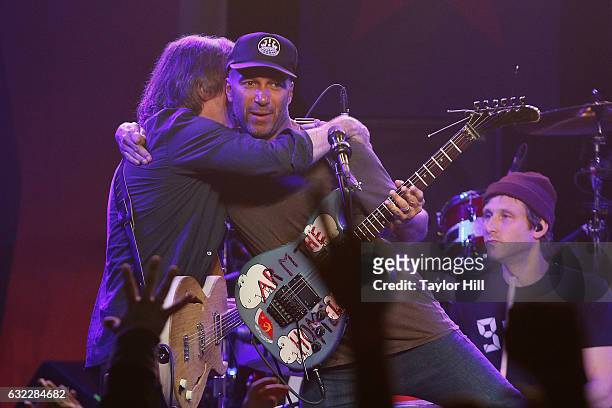 Jackson Browne and Tom Morello perform during the Prophets Of Rage And Friends' Anti-Inaugural Ball at Teragram Ballroom on January 20, 2017 in Los...