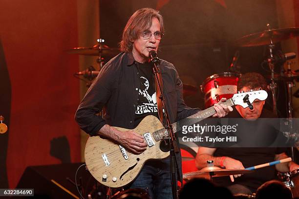 Jackson Browne performs during the Prophets Of Rage And Friends' Anti-Inaugural Ball at Teragram Ballroom on January 20, 2017 in Los Angeles,...