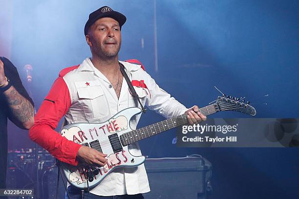 Tom Morello performs during the Prophets Of Rage And Friends' Anti-Inaugural Ball at Teragram Ballroom on January 20, 2017 in Los Angeles, California.