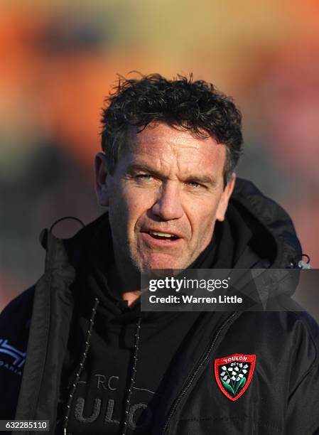 Mike Ford, Head Coach of RC Toulon looks on ahead of the European Rugby Champions Cup between Saracens and RC Toulon at Allianz Park on January 21,...