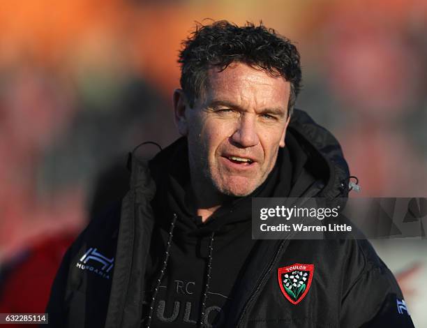 Mike Ford, Head Coach of RC Toulon looks on ahead of the European Rugby Champions Cup between Saracens and RC Toulon at Allianz Park on January 21,...