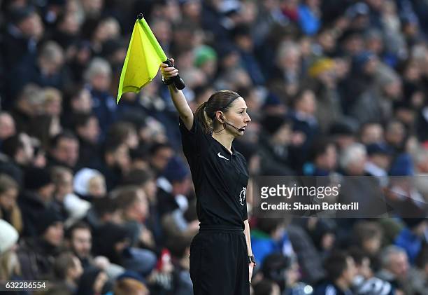 Sian Massey-Ellis flags for offside during the Premier League match between West Bromwich Albion and Sunderland at The Hawthorns on January 21, 2017...