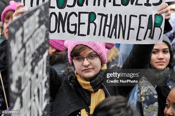 At the first station of the Red Line metro, in Shady Grove, Maryland, thousands are trying to reach Washington D.C. To attend the Womens March, held...