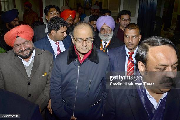 Union Finance Minister Arun Jaitley during his three-day campaign tour in the poll-bound Punjab, on January 21, 2017 in Amritsar, India. On...