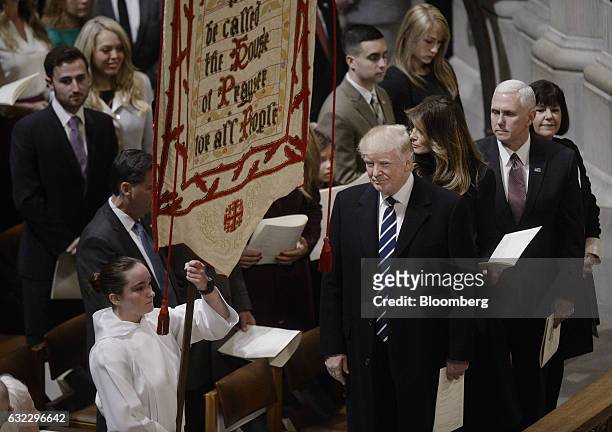 President Donald Trump, center, First Lady Melania Trump, third right, Vice President Mike Pence, second right, and Second Lady Karen Pence, right,...