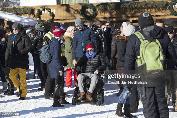 Samuel Koch is seen before the downhill race on January 21, 2017 in Kitzbuehel, Austria.