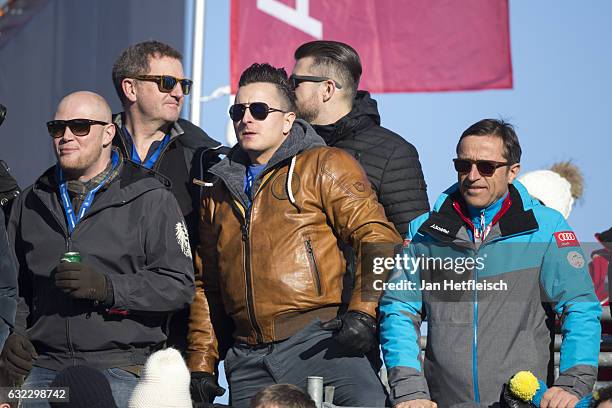 Austrian singer Andreas Gabalier is seen during the downhill race on January 21, 2017 in Kitzbuehel, Austria.