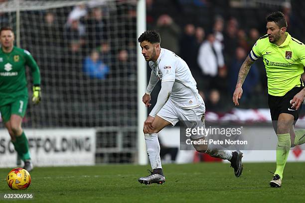 George Baldock of Milton Keynes Dons in action during the Sky Bet League One match between Milton Keynes Dons and Northampton Town at StadiumMK on...