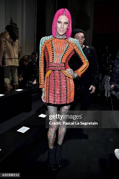 Jeffree Star attends the Balmain Menswear Fall/Winter 2017-2018 show as part of Paris Fashion Week on January 21, 2017 in Paris, France.