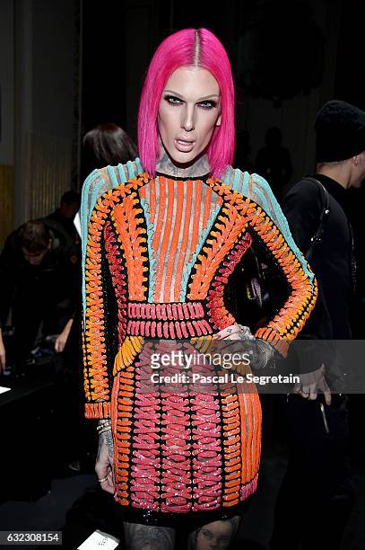 Jeffree Star attends the Balmain Menswear Fall/Winter 2017-2018 show as part of Paris Fashion Week on January 21, 2017 in Paris, France.