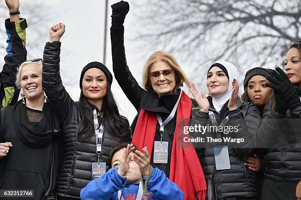 Ginny Suss, Carmen Perez, Gloria Steinem, Linda Sarsour, Tamika Mallory and Mia Ives-Rublee appear onstage during the Women's March on Washington on...