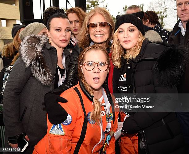 Debbie Mazur, Gloria Steinem, Madonna and Amy Schumer attend the rally at the Women's March on Washington on January 21, 2017 in Washington, DC.