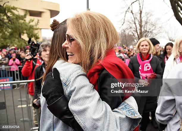 Sophia Bush and Gloria Steinem attends the rally at the Women's March on Washington on January 21, 2017 in Washington, DC.