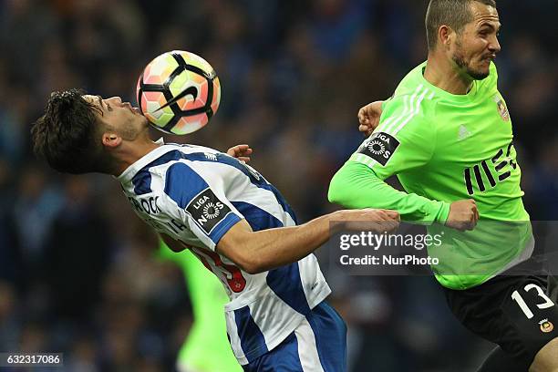 Porto's Portuguese forward Andre Silva in action during the Premier League 2016/17 match between FC Porto and Rio Ave, at Dragao Stadium in Porto on...