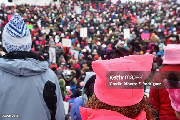 Marchers during the Women's March on Main Street Park City on January 21, 2017 in Park City, Utah.
