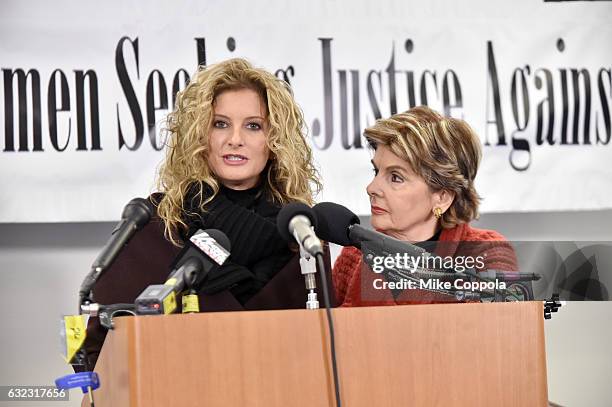 Summer Zervos and Gloria Allred speak during the Accusers of President Donald Trump Hold Press Conference With Attorney Gloria Allred At The Women's...