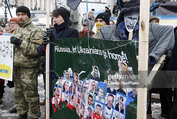 Ukrainian pilot and member of the Ukrainian parliament Nadia Savchenko takes a part in an international protest &quot;Stop Putin! Stop war!&quot; on...