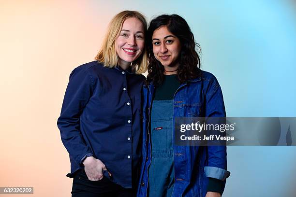 Actress Sarah Goldberg and filmmaker Anu Valia from the series "Lucia Before and After" pose for a portrait in the WireImage Portrait Studio...