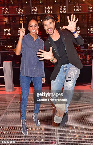 Debbie Schippers and german moderator Thore Schoelermann during the 'The Voice Kids' photo call on January 21, 2017 in Berlin, Germany.