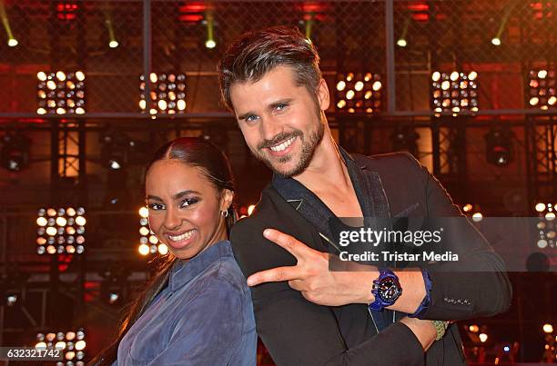 Debbie Schippers and german moderator Thore Schoelermann during the 'The Voice Kids' photo call on January 21, 2017 in Berlin, Germany.