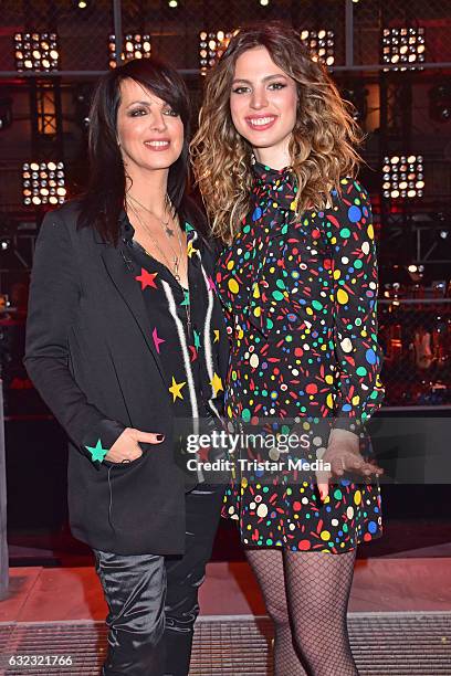 German singer Nena and her daughter Larissa Kerner during the 'The Voice Kids' photo call on January 21, 2017 in Berlin, Germany.