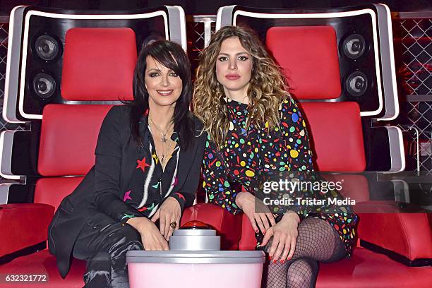 German singer Nena and her daughter Larissa Kerner during the 'The Voice Kids' photo call on January 21, 2017 in Berlin, Germany.