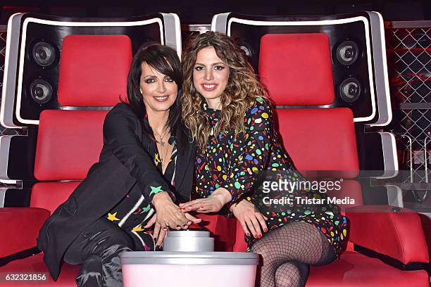 German singer Nena and her daughter Larissa Kerner during the 'The Voice Kids' photo call on January 21, 2017 in Berlin, Germany.