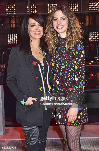 German singer Nena and her daughter Larissa Kerner during the 'The Voice Kids' photo call on January 21, 2017 in Berlin, Germany.