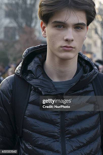 Guest attends the Dior Homme Menswear Fall/Winter 2017-2018 show as part of Paris Fashion Week on January 21, 2017 in Paris, France.