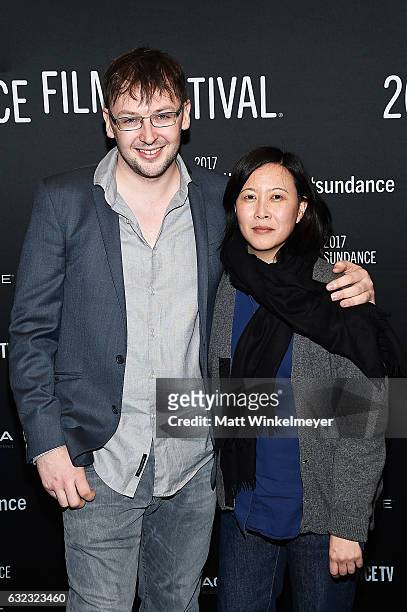 Director, Frankie Fenton and Sundance Film Festival Senior Programmer, Kim Yutani attend the "It's Not Yet Dark" premiere on day 3 of the 2017...