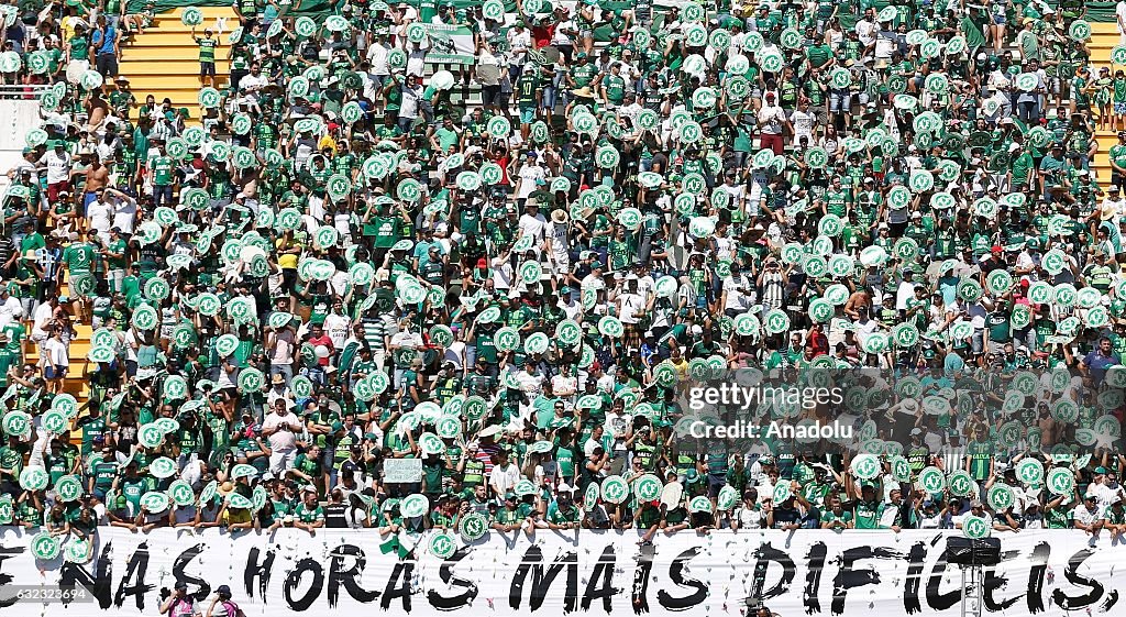 Charity match between Chapecoense and Palmeiras in Brazil