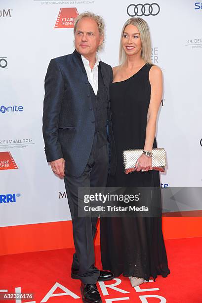 German actor Uwe Ochsenknecht and girlfriend Kirsten Kiki Viebrock attend the German Film Ball 2017 at Hotel Bayerischer Hof on January 21, 2017 in...