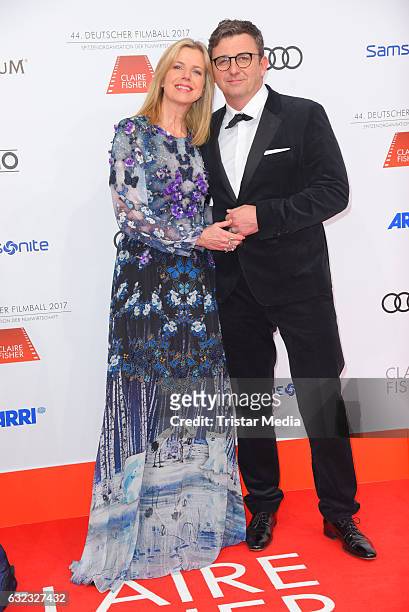 German actor Hans Sigl and his wife Susanne Kemmler attend the German Film Ball 2017 at Hotel Bayerischer Hof on January 21, 2017 in Munich, Germany.