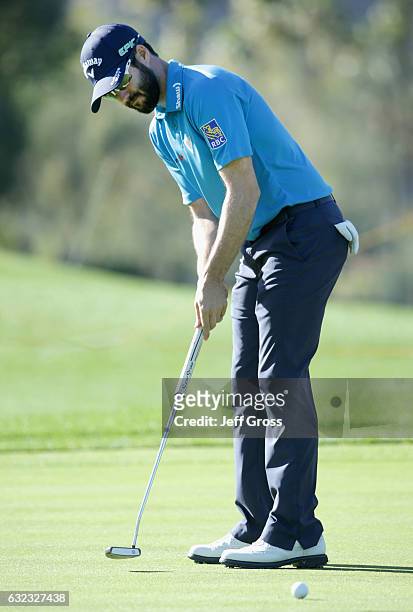 Adam Hadwin of Canada putts on the 16th hole during the third round of the CareerBuilder Challenge in Partnership with The Clinton Foundation at La...