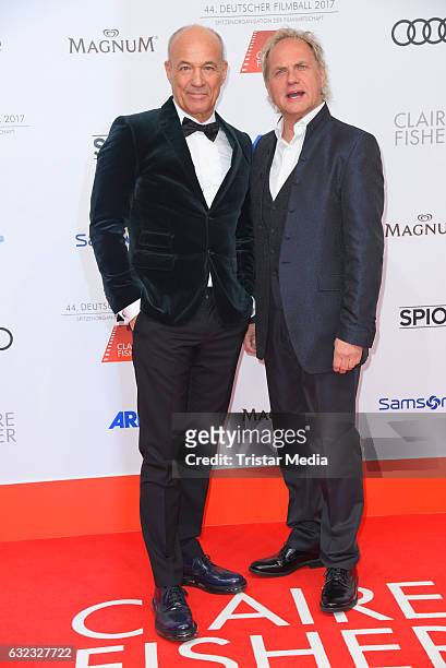 German actor Heiner Lauterbach and german actor Uwe Ochsenknecht attend the German Film Ball 2017 at Hotel Bayerischer Hof on January 21, 2017 in...