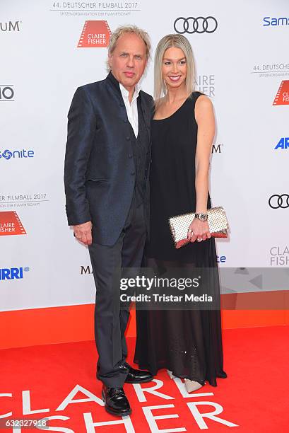 German actor Uwe Ochsenknecht and girlfriend Kirsten Kiki Viebrock attend the German Film Ball 2017 at Hotel Bayerischer Hof on January 21, 2017 in...