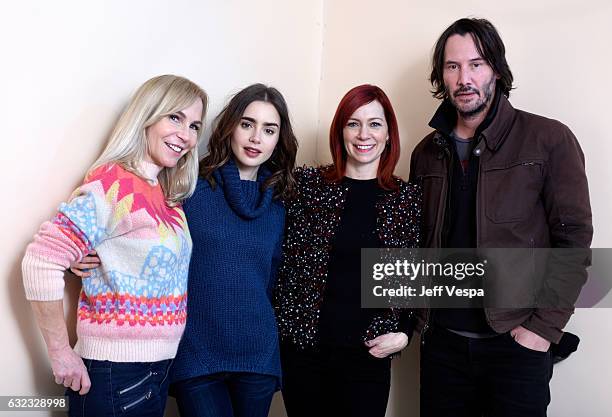 Filmmaker Marti Noxon, actors Lily Collins, Carrie Preston and Keanu Reeves from the film "To the Bone" pose for a portrait in the WireImage Portrait...