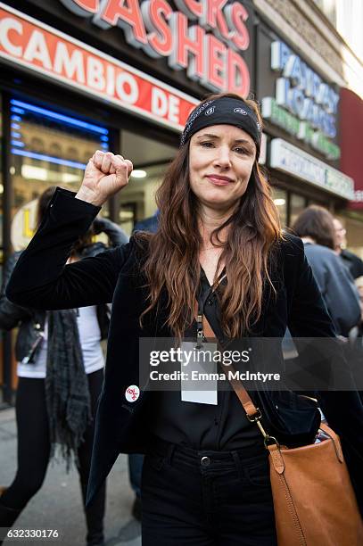 Actress/musician Juliette Lewis attends the women's march in Los Angeles on January 21, 2017 in Los Angeles, California.