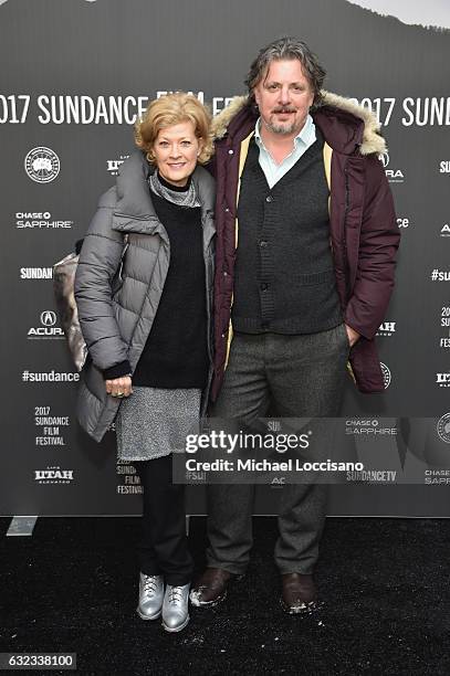 Actress Dana Wheeler-Nicholson and Director Andrew J. Smith attend the "Walking Out" premiere on day 3 of the 2017 Sundance Film Festival at Library...