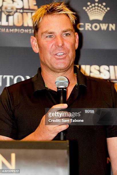 Shane Warne attends the Aussie Millions Poker Championship at Crown Casino on January 22, 2017 in Melbourne, Australia.