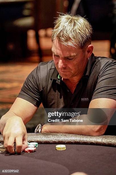 Shane Warne attends the Aussie Millions Poker Championship at Crown Casino on January 22, 2017 in Melbourne, Australia.