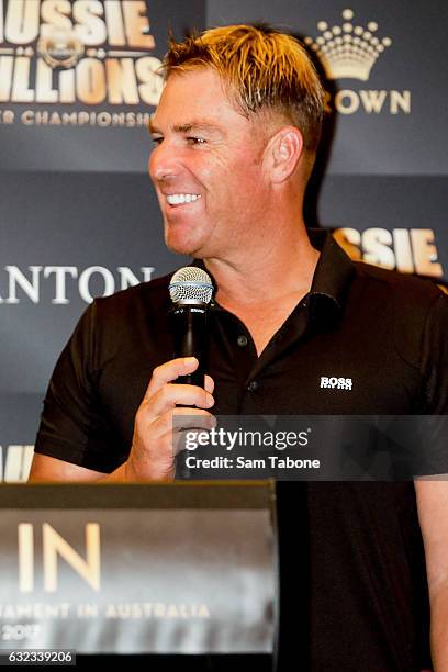 Shane Warne attends the Aussie Millions Poker Championship at Crown Casino on January 22, 2017 in Melbourne, Australia.