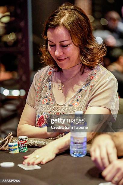 Jennifer Tilly attends the Aussie Millions Poker Championship at Crown Casino on January 22, 2017 in Melbourne, Australia.