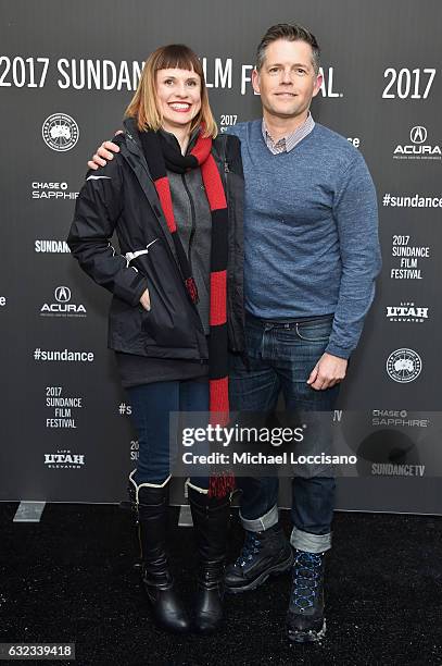 Executive Producer Charlsey Adkins and Producer Brunson Green attends the "Walking Out" premiere on day 3 of the 2017 Sundance Film Festival at...