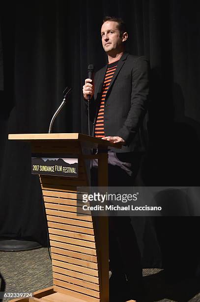Director of Programming at Sundance Film Festival Trevor Groth speaks on stage at the "Walking Out" premiere on day 3 of the 2017 Sundance Film...