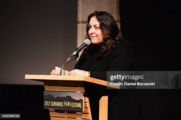 Producer Caroline Libresco speak on stage at the Docuseries Showcase on day 3 of the 2017 Sundance Film Festival at Egyptian Theatre on January 21,...